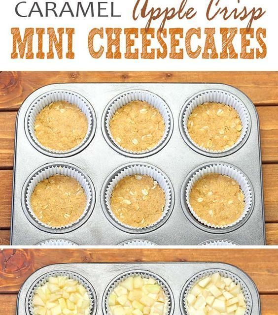 Caramel Apple Crisp Mini Cheesecakes