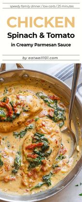 Chicken with Spinach in Creamy Parmesan Sauce