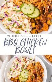 BBQ Chicken Bowls with Sweet Potatoes and Coleslaw (Whole30)