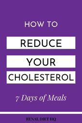 Daily Meal Plan to Lower Cholesterol | Renal Diet Menu Headquarters